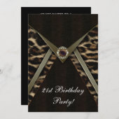 Luipaardvrouwen elk nummer verjaardagsfeest kaart (Voorkant / Achterkant)