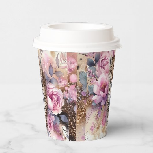 Luipaardwelp en Rozen Papieren Bekers (Rechts)