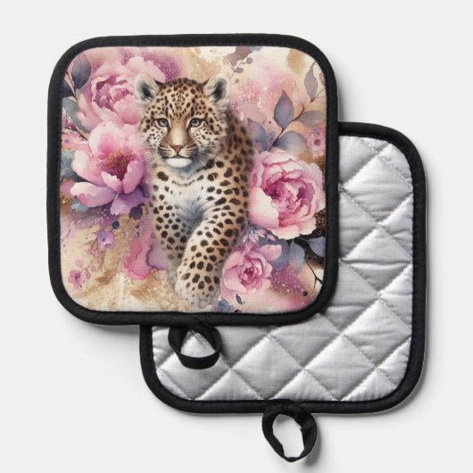 Luipaardwelp en snijplank voor Rozen Pannenlap (Voorkant / Achterkant)