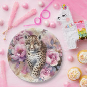 Luipaardwelp & Rozen Papieren Bordje (Feest)