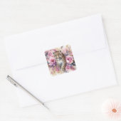 Luipaardwelp & Rozen Vierkante Sticker (Envelop)