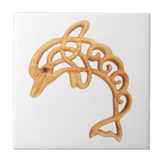 Luipende Dolphin Art, Celtic Knot Wood Carved Afbe Tegeltje