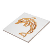 Luipende Dolphin Art, Celtic Knot Wood Carved Afbe Tegeltje (Zijkant)