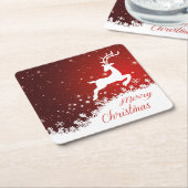 Luiprendieren, sneeuwvlokken kerstmis kartonnen onderzetters (Schuin)