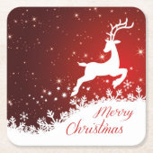 Luiprendieren, sneeuwvlokken kerstmis kartonnen onderzetters (Voorkant)