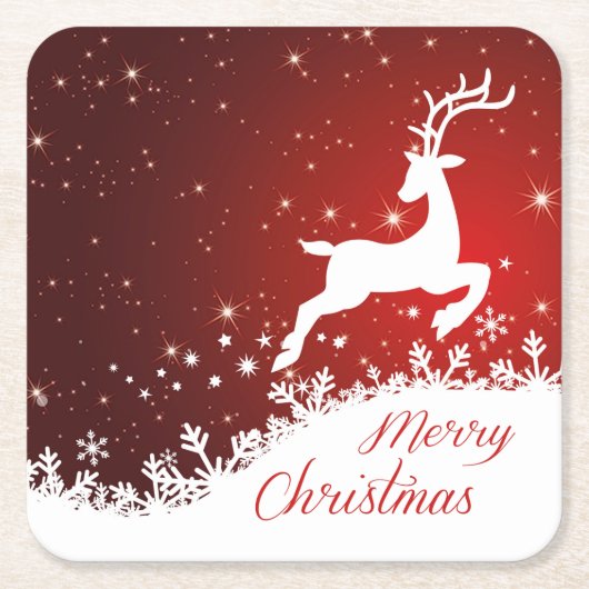 Luiprendieren, sneeuwvlokken kerstmis kartonnen onderzetters (Voorkant)