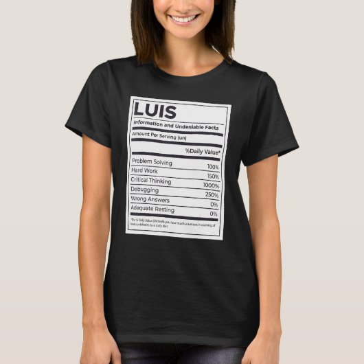 Luis Nutrition Information Problem Solution Hard W T-shirt (Voorkant)