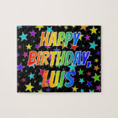 "LUIS" voornaam, geun "HAPPY BIRTHDAY" Legpuzzel (Horizontaal)