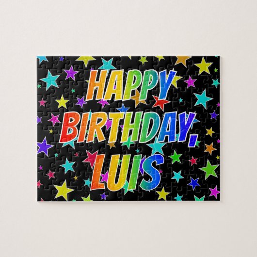 "LUIS" voornaam, geun "HAPPY BIRTHDAY" Legpuzzel (Horizontaal)