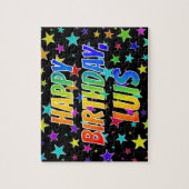 "LUIS" voornaam, geun "HAPPY BIRTHDAY" Legpuzzel (Verticaal)