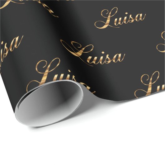 Luisa gold Design Lettering Geschenkpapier Cadeaupapier (Rol Hoek)