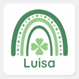Luisa Name Clover Boho Rainbow Vierkante Sticker