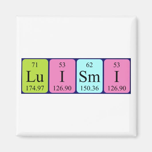 Luismi periodiek table name magnet (Voorkant)