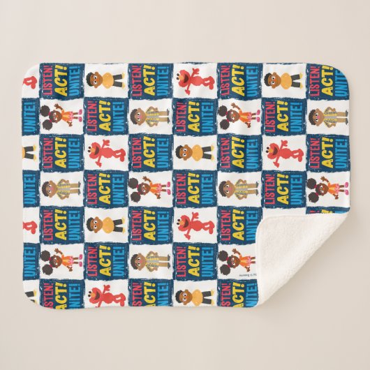 Luister! Actie! Maak een eenheid! Patroon Sherpa Deken (Voorkant (horizontaal))