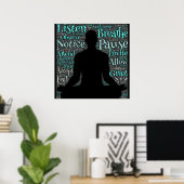 Luister, adem, Pauze, wees Meditation Poster (Thuiskantoor)