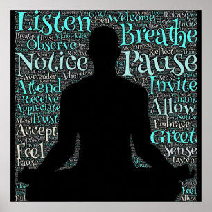 Luister, adem, Pauze, wees Meditation Poster