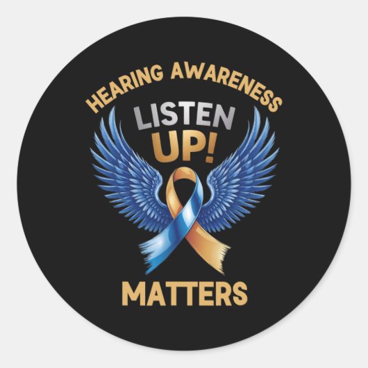 Luister! Bewustzijn horen is een gevleugeld lint Ronde Sticker (Voorkant)