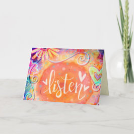 Luister  bloemharten inspirerende pastel kaart