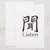 Luister Kanji Character Briefpapier (Voorkant / Achterkant)
