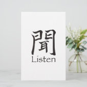 Luister Kanji Character Briefpapier (Staand voorkant)