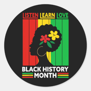 Luister Leer Liefde Zwarte Geschiedenis Maand Afri Ronde Sticker