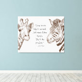 Luister naar de Giraffe en Zebra van het Citaat va Canvas Afdruk (Insitu (Houten vloer))