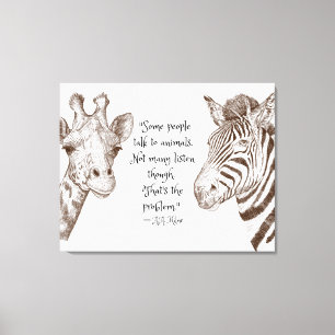 Luister naar de Giraffe en Zebra van het Citaat va Canvas Afdruk