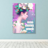 Luister naar de muziek van je ziel | inspirerend canvas afdruk (Insitu (Houten vloer))