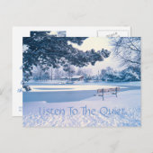 "LUISTER NAAR DE STILTE" KERSTKARTOON FEESTDAGENKAART (Voorkant / Achterkant)