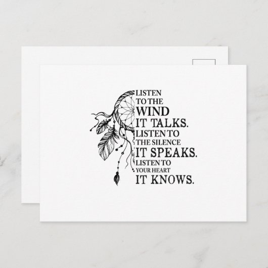 Luister naar je hart Het kent inheemse Amerikanen Aankondigingskaart (Voorkant / Achterkant)