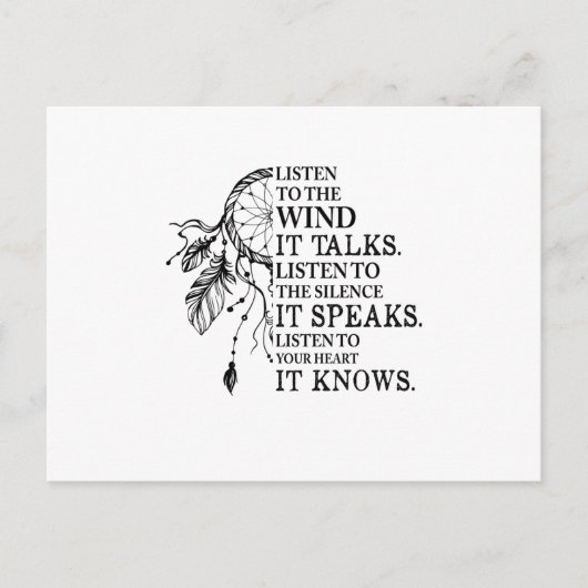 Luister naar je hart Het kent inheemse Amerikanen Aankondigingskaart (Voorkant)