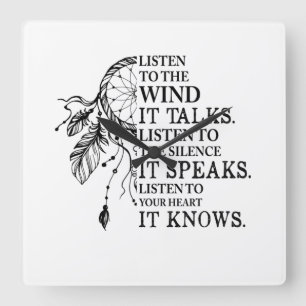 Luister naar je hart Het kent inheemse Amerikanen Vierkante Klok