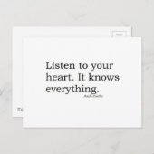 "Luister naar je hart. Het weet alles" Coelho Briefkaart (Voorkant / Achterkant)
