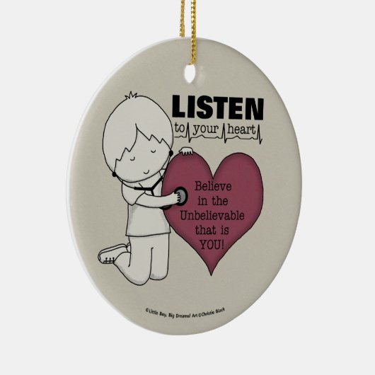 Luister naar je hart keramisch ornament (Rechts)