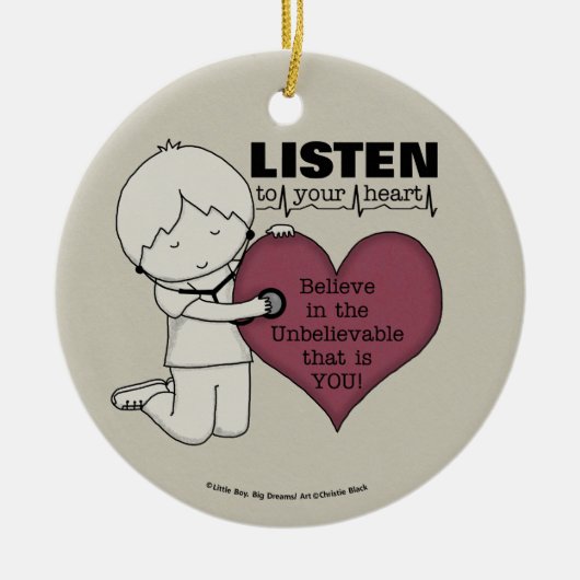 Luister naar je hart keramisch ornament (Voorkant)