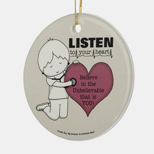 Luister naar je hart keramisch ornament (Links)