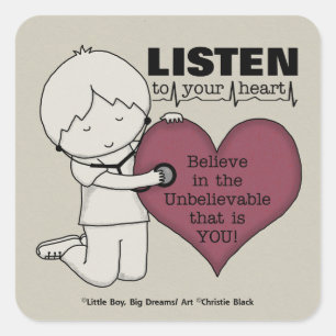 Luister naar je hart vierkante sticker