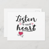 Luister naar je hartstethoscoop briefkaart (Voorkant / Achterkant)