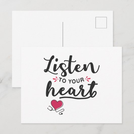 Luister naar je hartstethoscoop briefkaart (Voorkant / Achterkant)