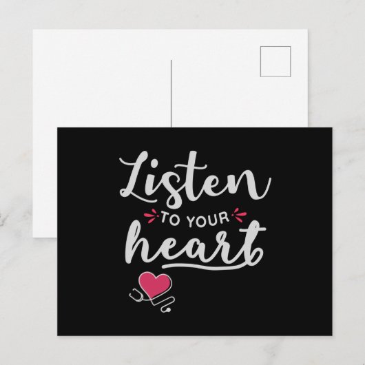 Luister naar je hartstethoscoop briefkaart (Voorkant / Achterkant)