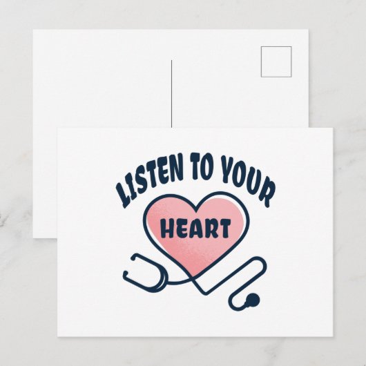 Luister naar je hartstethoscoop briefkaart (Voorkant / Achterkant)
