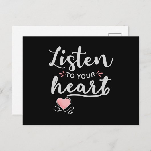 Luister naar je hartstethoscoop briefkaart (Voorkant / Achterkant)