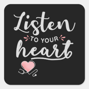Luister naar je hartstethoscoop vierkante sticker