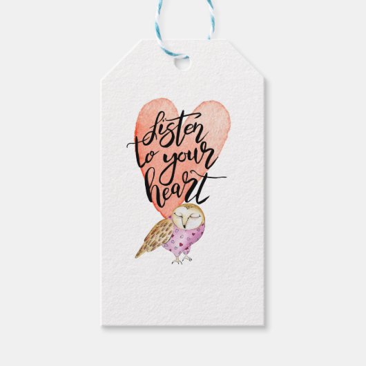Luister naar je hartuil cadeaulabel (Voorkant)