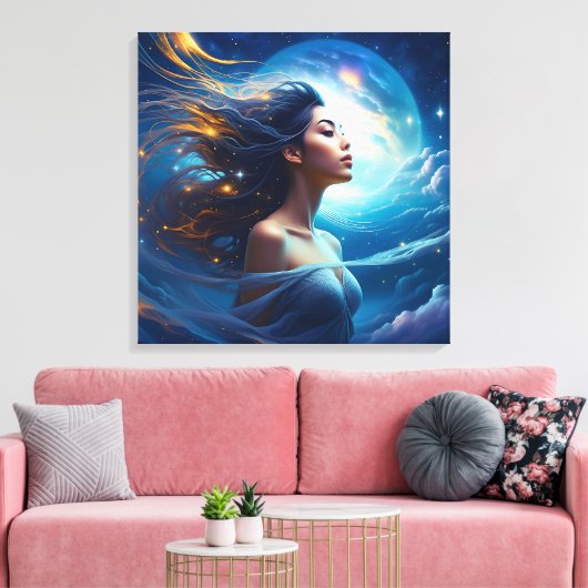 Luister naar je Hogere Zelf | Meditatie Spiritueel Canvas Afdruk (Insitu (Woonkamer))