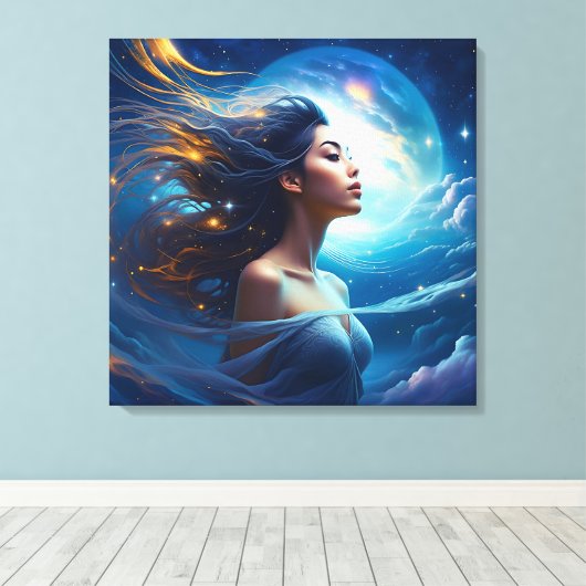 Luister naar je Hogere Zelf | Meditatie Spiritueel Canvas Afdruk (Insitu (Houten vloer))