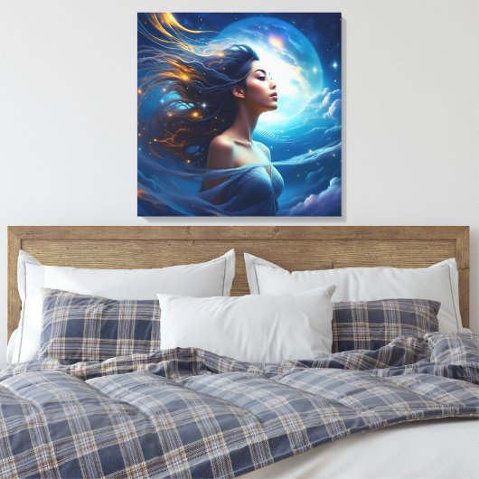 Luister naar je Hogere Zelf | Meditatie Spiritueel Canvas Afdruk (Insitu (Slaapkamer))