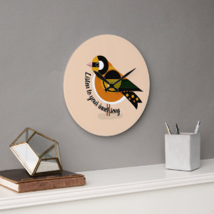 Luister naar je innerlijke lied Bird Wall Clock Grote Klok