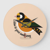 Luister naar je innerlijke lied Bird Wall Clock Grote Klok (Voorkant)