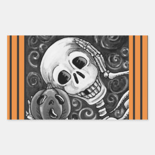 LUISTER NAAR JE POMPOEN, HALLOWEEN SKELET STICKER